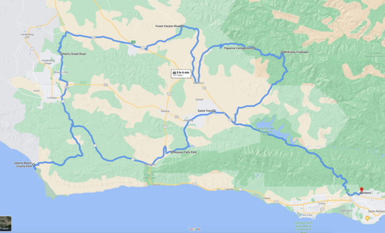 Google Map Figueroa Mountain Foxen Canyon Loop